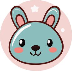 Cute Bunny Face Sticker Illustration