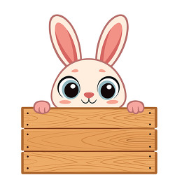 Cute Bunny Holding Wooden Sign