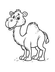 Cute Camel Coloring Page Illustration
