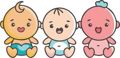 Cute Cartoon Babies Sitting Together in a Playful Style