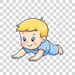 Cute Cartoon Baby Crawling on a Smooth Surface