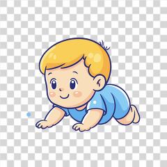 Cute Cartoon Baby Crawling With a Joyful Expression