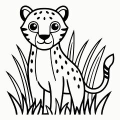 Cute Cartoon Cheetah in Grass