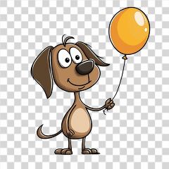 Cute Cartoon Dog Holding a Balloon in Bright Colors