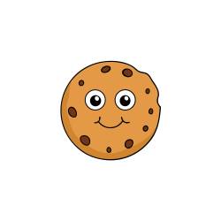 cute cookie with smiling face and chocolate chips