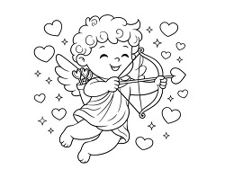 cute cupid valentine coloring page