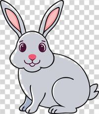 Cute Gray Rabbit With Big Ears and Friendly Face