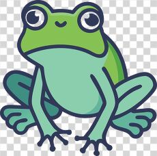 Cute Green Frog Sitting Happily in Simple Clipart Style