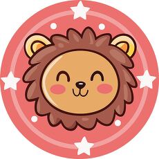 Cute Lion Cartoon Badge