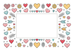 cute love heart frame border doodle