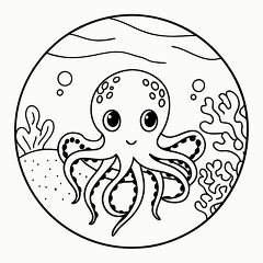 Cute Octopus Design for Coloring Activities and Crafts