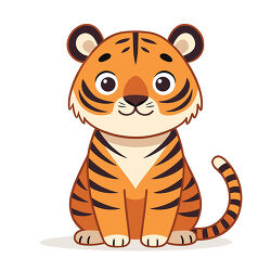 Cute orange tiger sitting upright