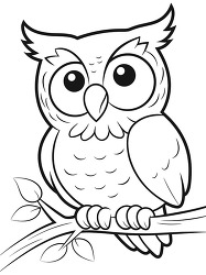 Cute Owl Sitting On Branch Coloring Page