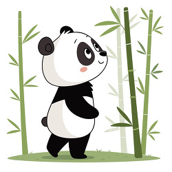 cute panda bamboo forest walking cartoon