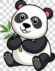 Cute Panda Clipart Holding Bamboo in a Playful Pose