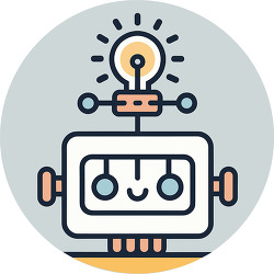 Cute Robot With Lightbulb Idea