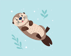 Cute Sea Otter Floating In Water