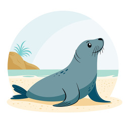 Cute Seal Resting On Beach Coastal Anima
