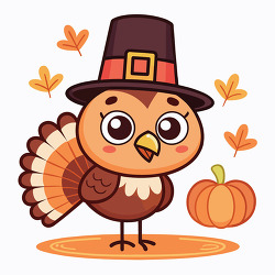 Cute Thanksgiving turkey with pilgrim hat