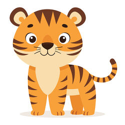 Cute Tiger Cub Standing With Curled Tail