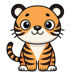 Cute Tiger Sitting Front View