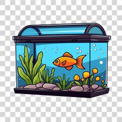 Cute Vector Design of a Colorful Fish Tank With Plants