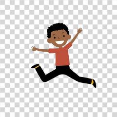 Cute Young Black Boy Jumping With Joy in Playful Style