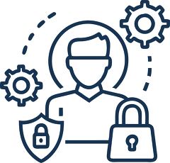 cybersecurity analyst with lock icon