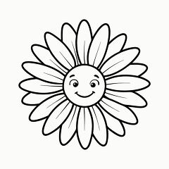 Daisy Black Outline Printable Design for Coloring Activities