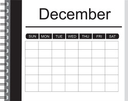 december notebook style outline calendar