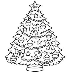 Decorated Christmas Tree Ornaments Coloring Page