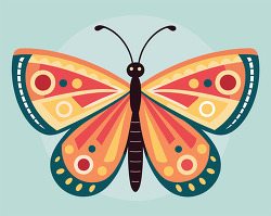 Decorative Butterfly Warm Orange Pattern Wings Nature Illustrati