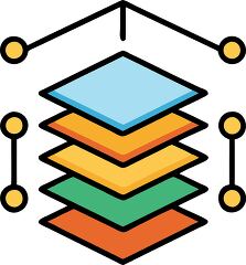 Deep learning layers icon in playful flat design style