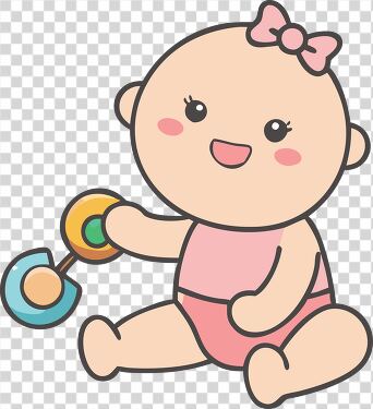 Delightful Baby Girl Enjoying Playtime With a Rattle Toy