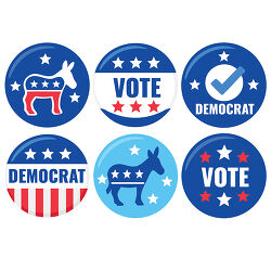 Democrat Vote Button Set