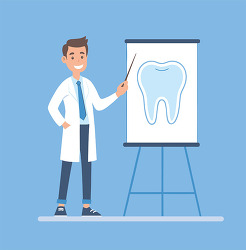 Dentist Presenting Tooth Diagram Illustration