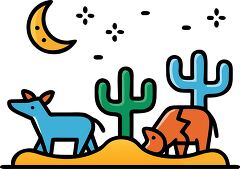 desert biome with nighttime animals