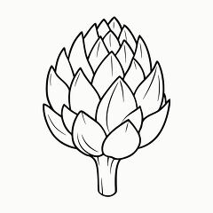 Detailed Black Outline Artichoke Plant for Printing