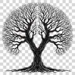 Detailed Simple Graphic of a Tree With Intricate Branches