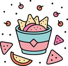 dip with chips colorful playful icon clip art