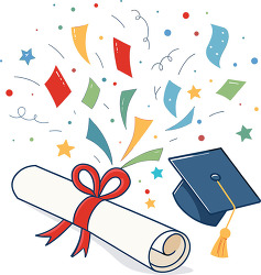 Diploma And Graduation Cap Confetti Celebration