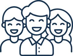 diverse group of students smiling line icon