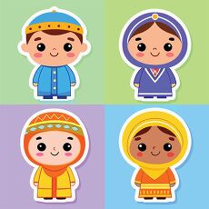 Diverse Kids in Cultural Outfits