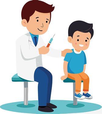 Doctor Gives Vaccination to Young Boy in Clinic