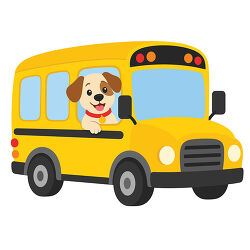 Dog Riding Yellow School Bus