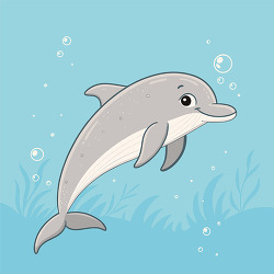 dolphin swimming ocean cartoon