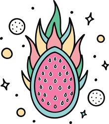 dragon fruit colorful playful icon clip art