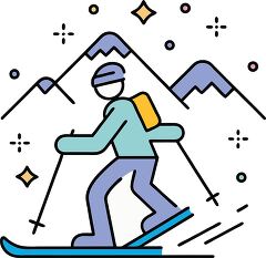 Dynamic Skier in a Colorful Mountain Landscape