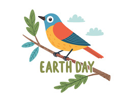 Earth Day Bird On Branch