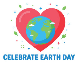 earth day planet inside heart celebration